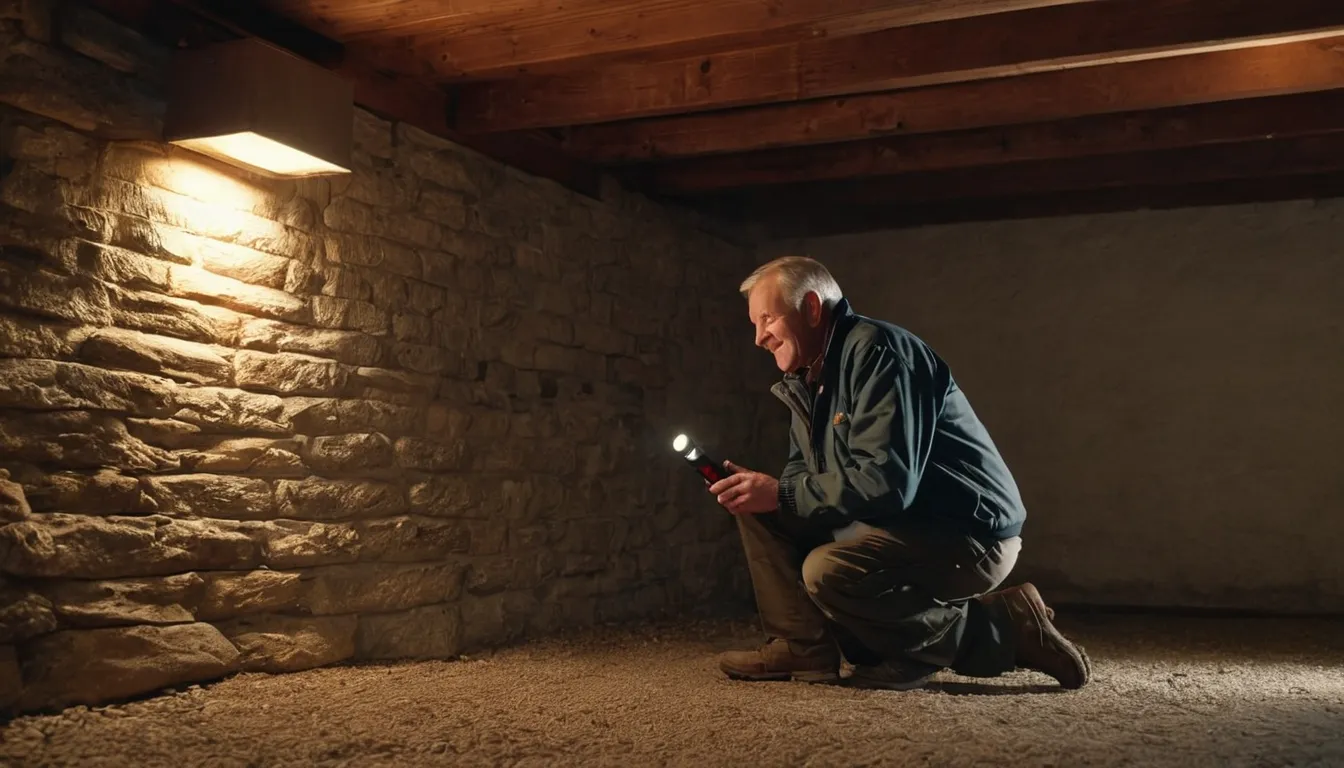 Friendly provider inspecting a basement beam for termites in a Estell Manor home